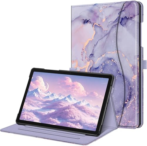 FINTIE Coque pour Samsung Galaxy Tab A11 Plus (A11+) 11 Pouces 2025 et Galaxy Tab A9 Plus (A9+) 11” 2023, Housse Folio et Multipositions, Etui avec Poche de Document, Marbre Lilas