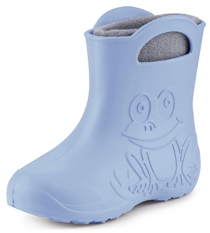 Ladeheid Stivaletti Pioggia Bambino in EVA Termici, Invernali Stivali Pioggia Bambina con Calzino Interno e Motivo a Rana, Scarpe Bambino per Passeggiate LA-CA-03 (Azzurro, 26/27)
