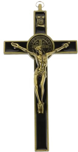 IMIKEYA Kruzifix Jesus Metall Kruzifix Wandkreuz Wanddekoration 19 cm Vintage Kreuz Wandbehang Christus Katholische Wandkunst für Zuhause Kirche Geschenk, Bronze
