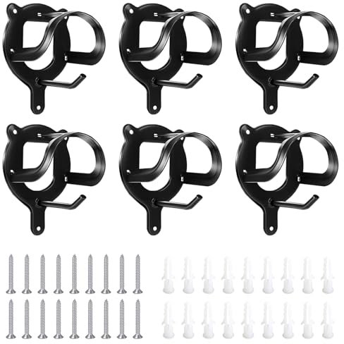 Halfter für Pferde, 6 Stück Trensenhalter Pferd, Metall Zaumzeughalter Trensenhaken mit Expansionsrohren und Schrauben ausgestattet, Halterung Zaumzeug für Sattelkammer, Scheune, Stall (Schwarz)