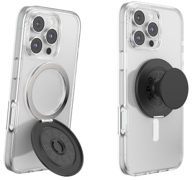PopSockets Kick-Out Grip for MagSafe, Adjustable Kickstand for Portrait or Landscape, Magnetic Stand, Black - Black