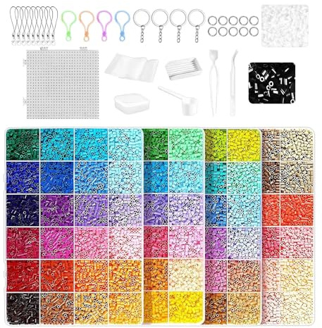 Generisch Perline da stirare per bambini, set fai da te fatto a mano, 24-96 colori, perline da stirare per feste di compleanno per bambini, progetti scolastici, attività familiari, campo estivo a casa