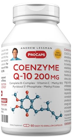 ANDREW LESSMAN Coenzyme Q-10 200 mg 60 Capsules - Essential for Energy Production and Optimum Key Organ Function, Anti-Oxidant Support, Depleted by Aging, Plus B-Complex. Easy to Swallow Capsules