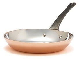 Kupferpfanne Dickwandig Ø 24 cm mit Stiel aus Gusseisen