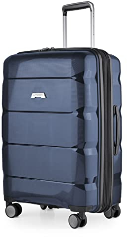 HAUPTSTADTKOFFER - Britz - Handgepäck mit Laptopfach Hartschalen-Koffer Trolley Rollkoffer Reisekoffer Erweiterbar, TSA, 4 Rollen, 55 cm, 34 Liter, Dunkelblau