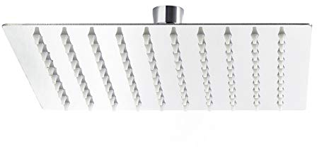 Wiltec Soffione doccia quadrato 20x20cm effetto pioggia in acciaio inossidabile