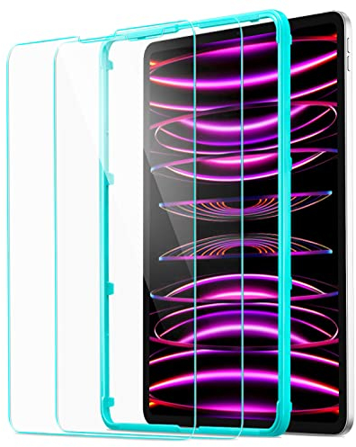 ESR Verre Trempé Compatible avec iPad Pro 12.9 (2022/2021/2020/2018), Protection Écran Rayure-résistible, Cadre d'Installation Offert, HD Clair, Lot de 2