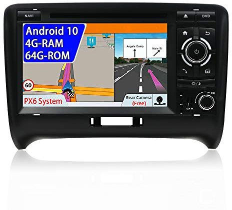 JOYX PX6 Android 10 dubbel din bilstereo passform för Audi TT (2006-2011) huvudenhet 【4G+64G】- Gratis Canbus backup-kamera - 7 tum - stöder HDMI 4K-Video DAB rattBluetooth5.0 4G CarPlay WIFI