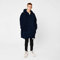 Sienna Hoodie Blanket Oversized Ultra Soft Plush Sherpa Fleece Wearable Warm Throw Blanket Cosy Giant Sweatshirt - Navy Blue