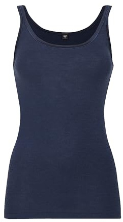 Dilling Damen Merino Wolle Trägertop Navy 42 – Unterhemd Aus 100% Bio Merinowolle – Atmungsaktives Top Mit Trägern Ohne Superwash – Nachhaltige Damen Unterwäsche - Navy 42
