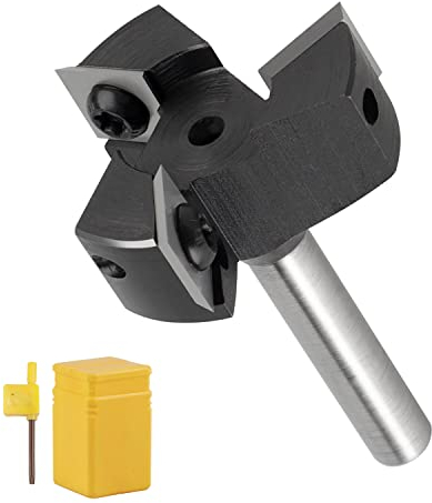 CPROSP Fraise à Surfacer Tige 8mm Défonceuse, Fraise de Rabotage avec Diamètre de Coupe de 39mm, Fraise a Raboter cmt avec 3 Lames, Fraise de Surfaçage pour le Lissage et le Nivellement Professionnel