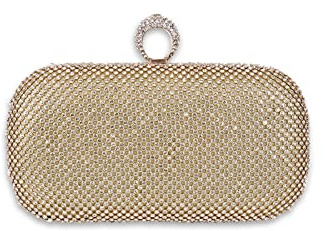 CORIOS Dam kvällsväska strass handväska damer glitter clutch strass axelväska brud handväska avtagbar kedja axelväska liten väska för bröllop kvällsfest dansfest, Guld, L, Messenger