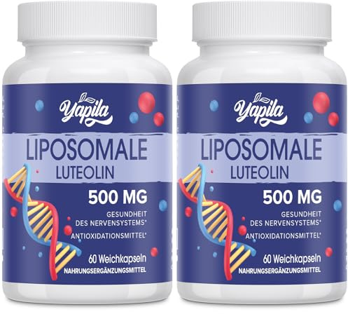 Cápsulas de Luteolina Liposomal 500 mg(2 Paquetes), Máxima absorción, Flavonoide Altamente Concentrado, Suplemento Antioxidante, Libre de Soja