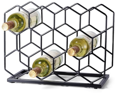 Drincarier Countertop Wine Rack - 14 Bottle Freestanding Modern Gold Metal Small Wine Rack - Tabletop Wine Holder Stand for Cabinet, Pantry, Wine Bottle Storage
