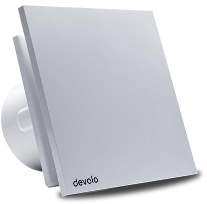 Devola 100mm Axial Bathroom Extractor Fan with Timer, 4 inch Quiet Tile Extractor Fan, Made in Britain (Overrun Time Delay) - DVQTF100T