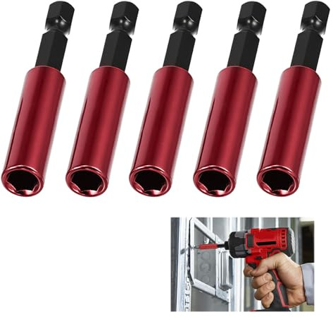5 Piezas Portapuntas Magnético 60mm, Adaptador Magnético para brocas 1/4 Hexagonal, Extensión de Destornillador Magnético de 60mm, Soporte para Brocas para Taladros Eléctricos y Neumáticos
