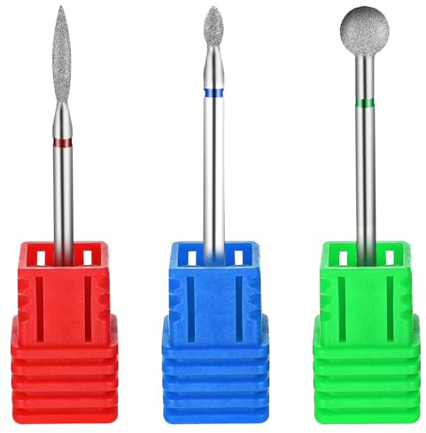 YUXIANLB 3 punte diamantate per unghie a forma di sfera, per cuticole e cuticole