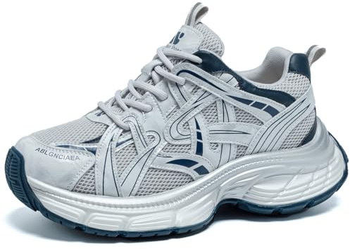 Eestfy Scarpe Sportive Chunky Moda Donna Allacciatura in Mesh con Suola Platform Antiscivolo per Allenamento Palestra Sport per Corsa E Passeggiate Informali,Blu,42 EU