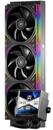 Thermalright-TR Peerless Vision 360 ARGB Black - Refrigerador líquido para CPU con 3 ventiladores PWM para empalme inalámbrico de 2000 RPM, pantalla LCD con resolución de 480 x 480, para AM5, pantalla