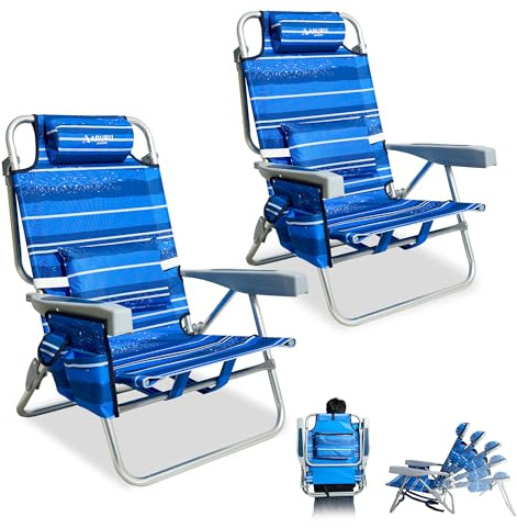 ARURU Folding Beach Chairs for Adults Set of 2