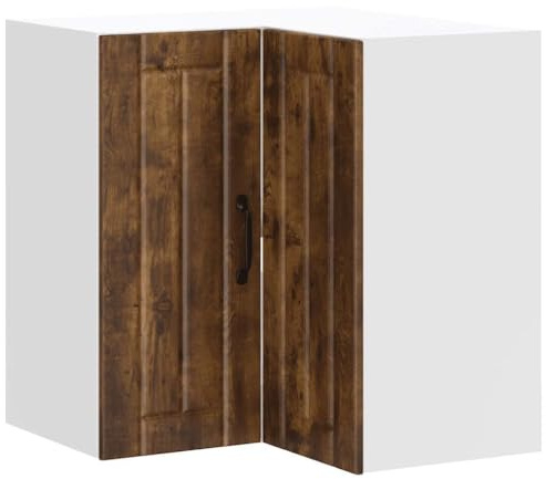 Mhdvray Lucca - Armario colgante de esquina para cocina, 57 x 57 x 60 cm, roble ahumado, armario colgante de pared, ahorro de espacio, estantería de cocina de material de madera, armario de cocina