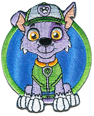 Paw Patrol ROCKY - Aufnäher, Bügelbild, Aufbügler, Applikationen, Patches, Flicken, zum aufbügeln, Größe: 7,3 x 6 cm