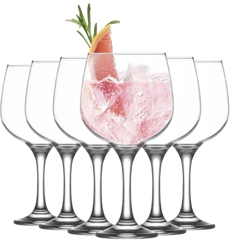 LAV 6x Clear 730ml Combinato Gin Balloon Glasses - Large Long Stem Bowl Shaped G&T Cocktail Drinking Copa Tonic Glass Gift Set