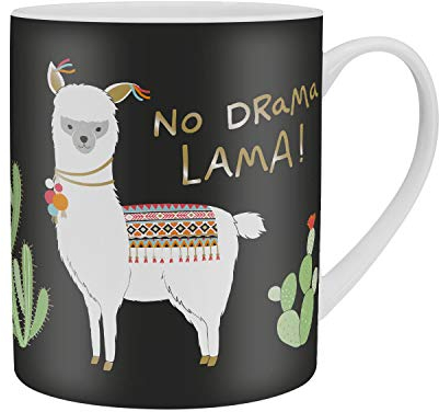 H:)PPY life 46233 Tasse, avec inscription « No Drama Lama », en porcelaine, 60 cl, boîte cadeau