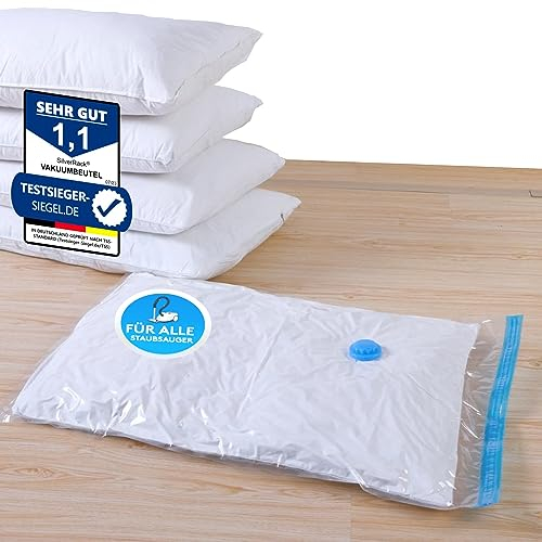 SilverRack Vakuumbeutel für Kleidung [6 Stück] Small (40x60 cm) - INKL. ETIKETTEN - Aufbewahrung Vakuumbeutel Kleidung - für alle Staubsauger - Vakuumtüten klein - Vacuum Bags for clothing