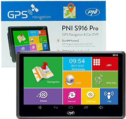 Sistema de navegación GPS + DVR PNI S916 Pro 7 Pantalla con Android 6.0, 16 GB de Memoria, 1 GB DDR3 RAM