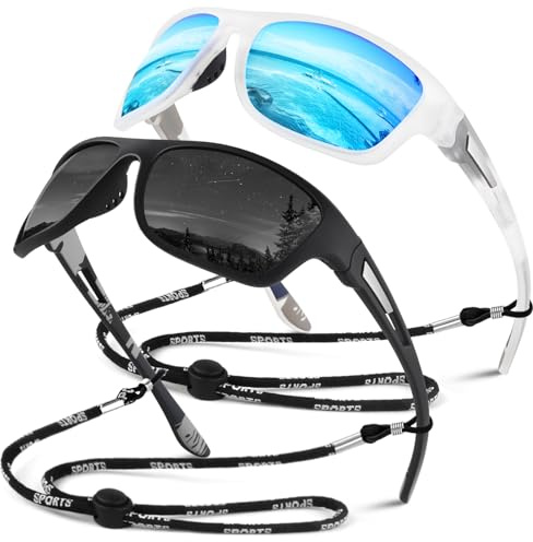 Sunier Sonnenbrille Herren Polarisiert Sport Fahrradbrille Damen Verspiegelt, Unzerbrechliche Sonnenbrille Angeln Fahren mit 100% UV400-Schutz Cat 3 CE
