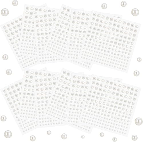 Naler Perle Nacrée Autocollant Anti-Oxydation avec Auto-Adhésives 1830PCS Strass a Coller Blanc pour DIY, Décoration,Maquillage et Ongles pour Enfant, Femme
