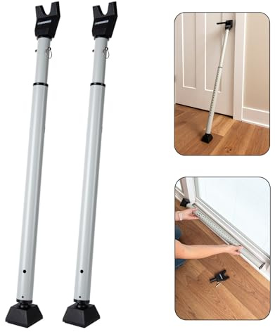 BRINKS Portable Door Security Bar, Door Jammer, Adjustable, Silver, 2-Pack