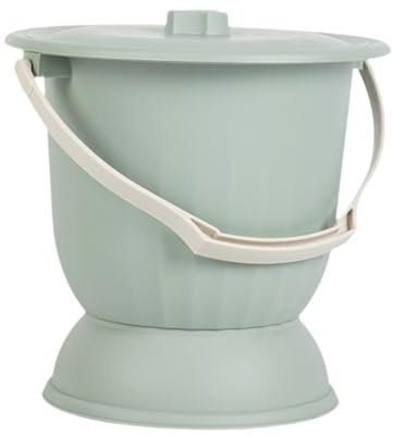 Folpus Escupidera con tapa y asa, bacinilla portátil, cubo con inodoro nocturno, orinal, bacinilla, Verde