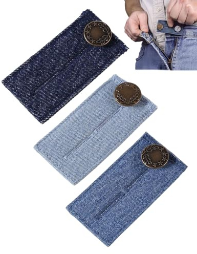 LOZTBUE Extensions de pantalon 3 pièces, élastiques réglables, extensions de taille élastiques, extensions ceinture, extensions taille pantalon pour femme, adaptées aux jeans, jupes, pantalons.