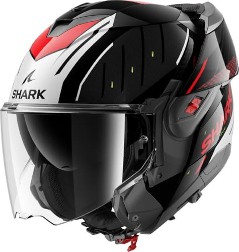 SHARK, Casco Moto Modulare OXO RYDGER Black Silver Red KSR, L