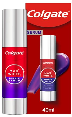 Colgate Max White Purple Serum 40ml, Lila Zahnaufhellung, hellt sofort auf, Zweifach-Aktiv-Formel für sofortige Farbkorrektur und anhaltende Aufhellungsergebnisse, mit Mikro-Poliermineralien