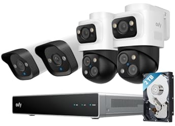 Système de vidéosurveillance NVR PoE eufy S4 | Caméra surveillance wifi extérieure sans fil, 2 Bullet-PTZ et 2 Bullet, PTZ 360°, suivi IA, recherche, 2 To, 24/7