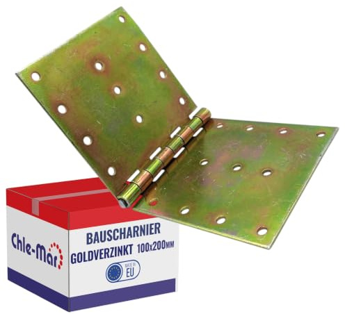 Chle-Mar - 10x Scharniere Schwerlast Verzinkt 100x200 mm | Robustes Türscharnier für Möbel & Holztüren | Stabiles Kistenband für Truhen & Schränke | Wetterfest & Langlebig für Innen & Außen