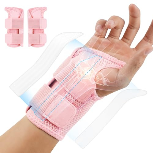 Fefod Tutore Polso Sinistra e Destra con 2 Stecche, Comode Fascia da Polso, Traspirante Regolabile Polsiera Ortopedica per Tunnel Carpale, Slogature, Tendinite e Artrite Unisex (Sinistra e Destra)
