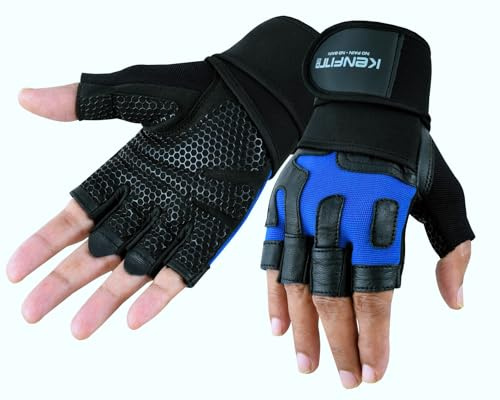 Leather Weight Lifting Gloves Long Neoprene Wrist Strap for Men Women
