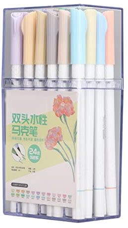 plplaaoo Marqueurs à Double Pointe Aquarelle Art Stylos Marqueurs à Double Pointe pour Colorier Croquis Couleur Claire 24 Pièces Marqueurs de Dessin à Pointe en Fibre pour Artistes