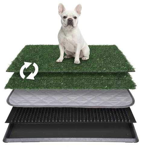 Petgrow artificial grass dog toilet with tray 50.8×76.2cm, easy to clean, reusable pet urinal pad for training, 4th floor with replacement grass indoor balcony corridor dog basin (L)