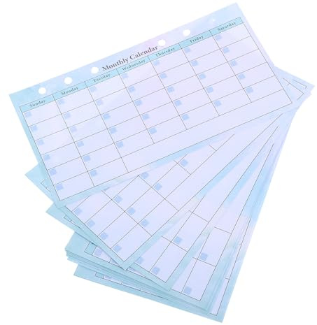 PACKOVE 14 Sheets A6 Weekly Planner Inserts Undated Monthly Calendar Refill with 6-hole Punch for 6-ring Binder, Gradient Pink Desk Organizer Pages for Daily Work and Meal Planning