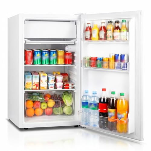 DollarDash Mini frigorifero bianco 91L con congelatore, porta singola, termostato regolabile a 7 livelli. Risparmio energetico, bassa rumorosità, ideale per ufficio, camera e dormitorio