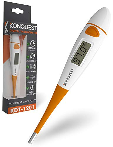 Konquest KDT-1201 Best Digital Medical Thermometer, Highly Accurate and Fast, Easy to Use, 10 Second Reading. Detect Fever Quickly - Oral Armpit and Rectal Thermometer for Babies Children and Adults