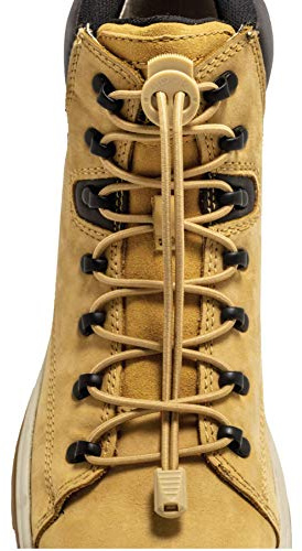 Lock Laces (1 Pair Premium Heavy Duty Elastic No Tie Laces for Boots, Sneakers and Shoes (Tan)