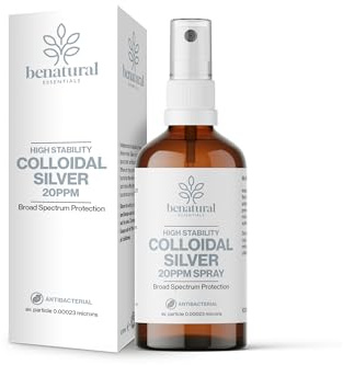 Benatural Essentials Colloidal Silver 100Ml Spray Bottle | Premium Quality 20PPM Silver | High PH | Manufactured in the UK | NEW Packaging