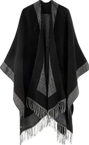 Lachi Poncho Ouvert Châle Cape Élégant Epais Chaud Automne Hiver Femme 150 * 130cm