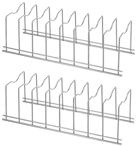 SANNO Pot Lid Holder Pan Lid Organizer Rack Cupboard Organizer Rack, Kitchen Organizer Rack for Pot Lids, Plates, Cutting Boards, Bakeware, Cooling Rack, Serving Trays, Stainless Steel, Pack of 2